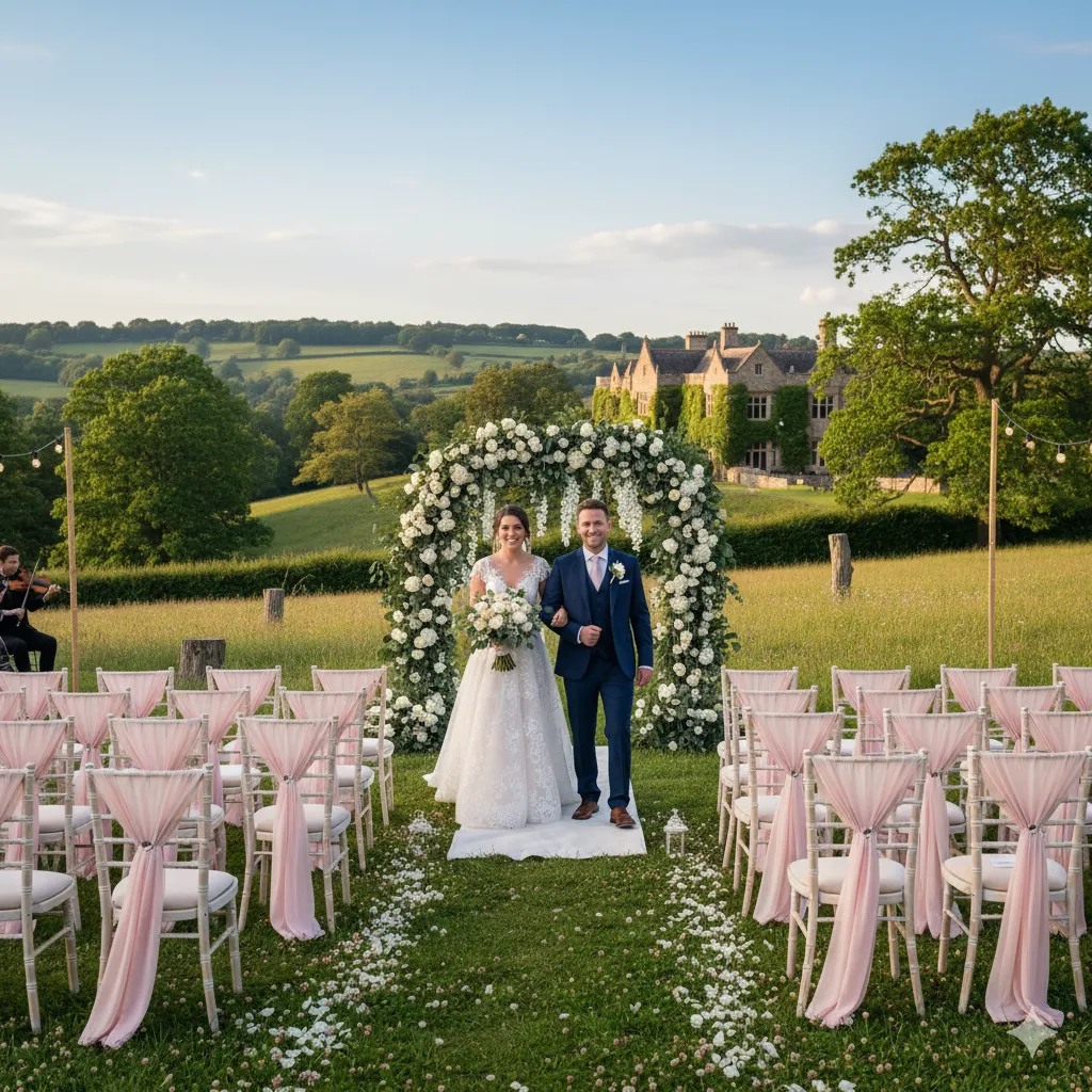 Elegant countryside wedding ceremony